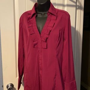 Fuschia Express Long Sleeve Top with Ruffle Detail